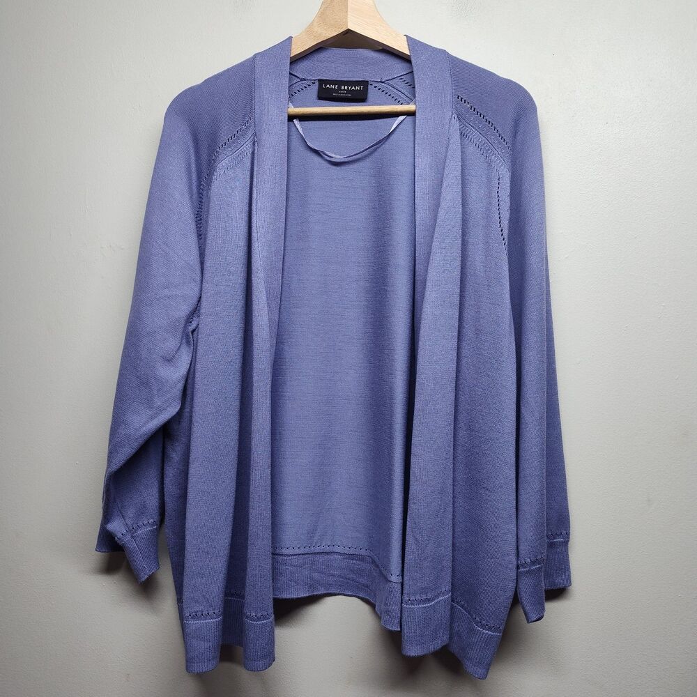 Lane Bryant Cardigan Sweater Women 22/24 Purple Knit Open Fall Grannycore Casual